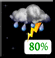 Sunday Night: Showers and thunderstorms. Mostly cloudy, with a low around 57. Chance of precipitation is 80%. Sunday Night: Showers And Thunderstorms